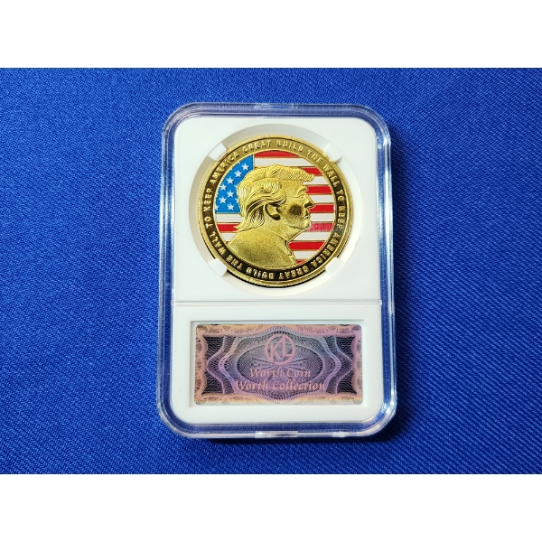 2018 Donald Trump President of the U.S. "Build the Wall" U.S./Mexico Challenge Coin 