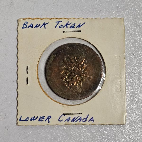 RARE COIN!!! Antique 1830s Lower Canada Bouquet Un Sou Copper Bank Token