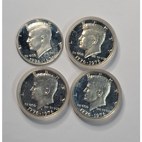 (4) United States 1776-1976-S Kennedy Proof Half Dollars - Face Value: $2.00