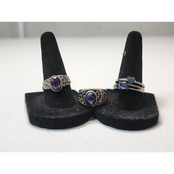 Four Sterling Silver Rings - Various Styles, Sizes, and Gemstones TW: 12.5g