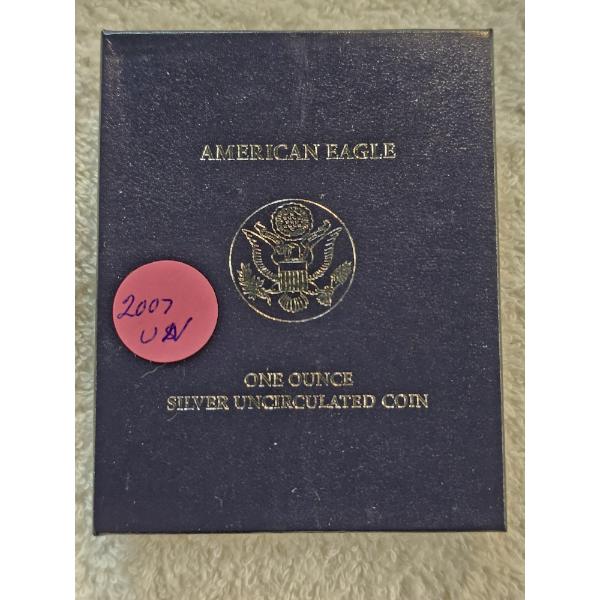 2007 1oz. Uncirculated Silver American Eagle in Original Packaging - AFV $1.00
