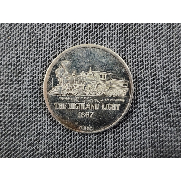 1 Troy Oz .999 Fine Silver 1867 Highland Light Train Round - Golden State Mint