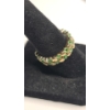 Image 3 : Tests As 14K Yellow Gold Wide Band Ring With Green Gemstones - Size 6 - Weight: 4.8g