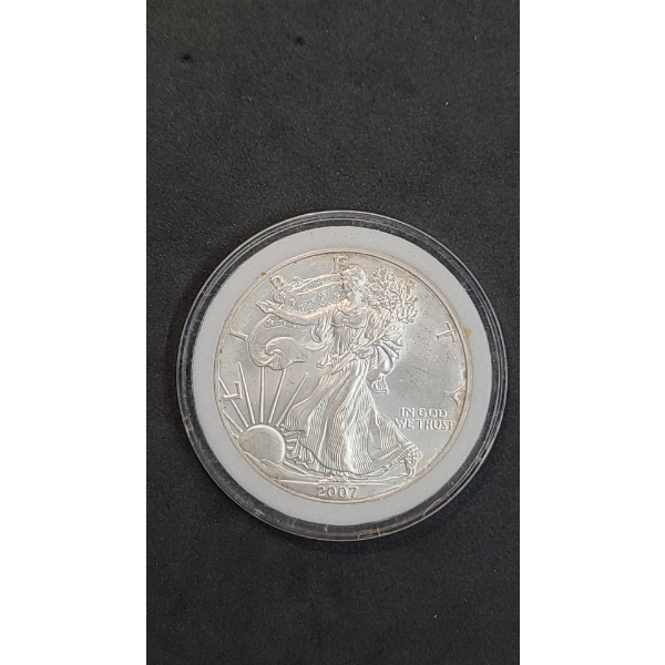 2007 American Silver Eagle 1 Oz .999 Fine Silver Coin In Coin Capsule