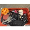 Image 1 : Tote of Miscellaneous Halloween Items/Costumes - Skulls - Skeletons - Pumpkins - Lights - Scarecrow 