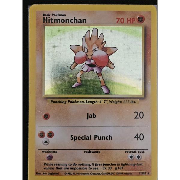 Hitmonchan 7/102 Rare Vintage Pokemon Trading Card