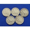 Image 5 : x5 90% Silver Walking Liberty Half Dollars: 1943, 1943, 1943, 1944, 1944 FV: $2.50