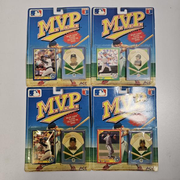 Lot of Four Vintage 1990 Ace Novelty MVP Major League Players Collector Pin Series Carded Sets