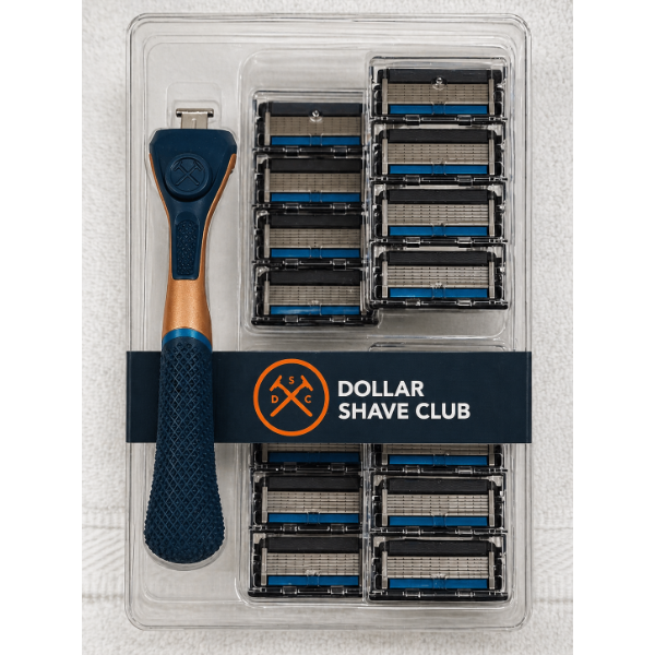 BRAND NEW Dollar Shave Club Handle With 16 Refill Cartridges Each With 6 Blades! ~ ALL NAME BRAND 