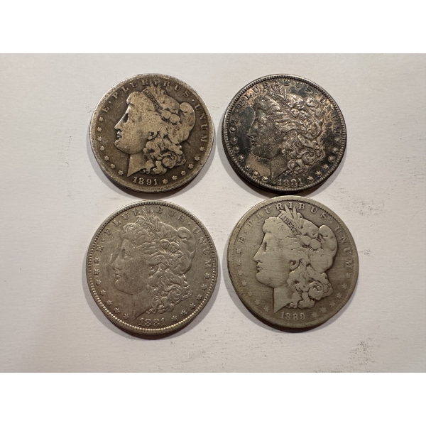 4 Incredible United States Silver Dollars - 90% Silver - Includes 1881 Silver Dollar - Incredible
