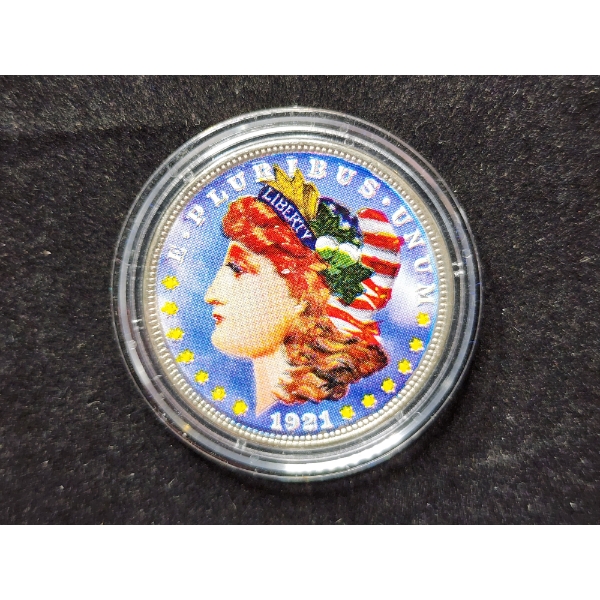 1921 Colorized Morgan Silver Dollar 