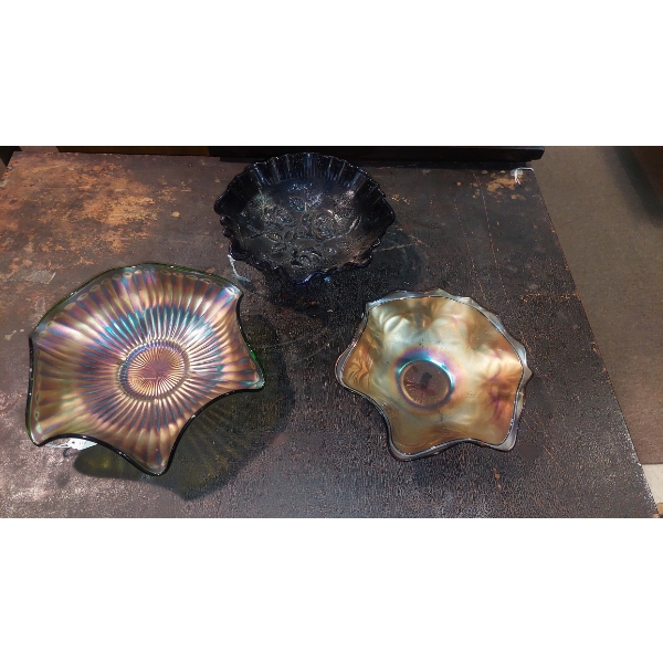 Carnival Glass - Amythyst - Nice Group In Vivid Coloring - See Pics 