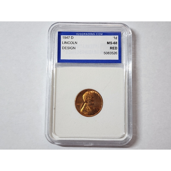 1947-D Lincoln Memorial Cent - IGS MS 68 RED