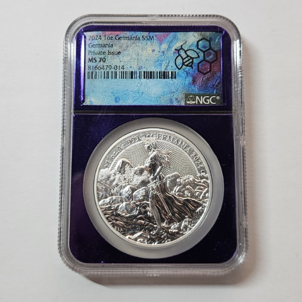 NGC Graded MS70 2024 5 Mark Germania Private Issue 1 oz .9999 Fine Silver 