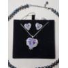 Image 1 : Stunning Blue/White Pearl Necklace and Heart-Shaped Purple Gems Earrings and Necklace Set