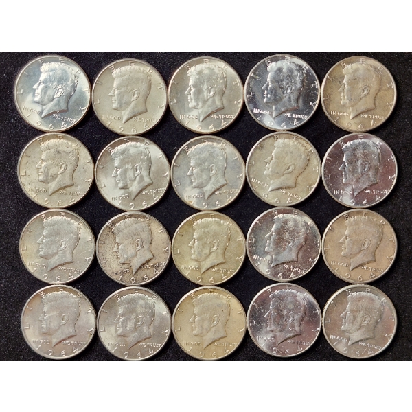 $10 Face Value in 90% Silver Kennedy Half Dollars 