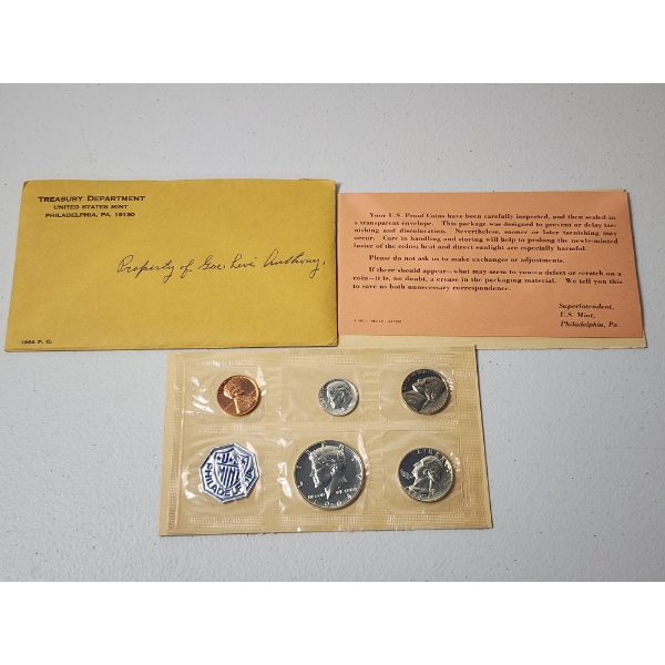 United States Mint 1964-P Silver 5-Coin Proof Set With Original Envelope