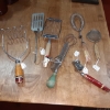 Image 2 : Vintage 50s Kitchen Ware - 7 Pc Group Utensils 7 Tools As Shown