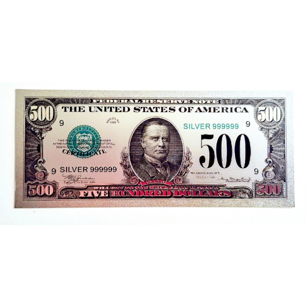 1934 US "$500 " SILVER Foil Note - PURE 24k (.999) SILVER Foil They weigh approximately 3 - 4 grams