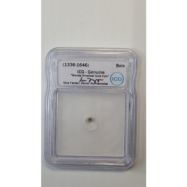 ICG Genuine (1336-1646) Vijayanagara Empire Gold Bele "Worlds Smallest Gold Coin" Signed By Skip Faz