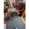 Image 5 : Beautiful Wicker Tea Cart With Floral Glass Top