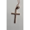 Image 4 : 10K Rose Gold 20" Cross Necklace With Diamonds - Weight: 2.2g