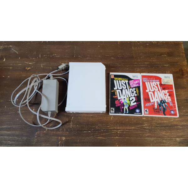 Nintendo Wii Model RVL-001 With Power Cord, Just Dance 1, Just Dance 2 & Cooking Mama