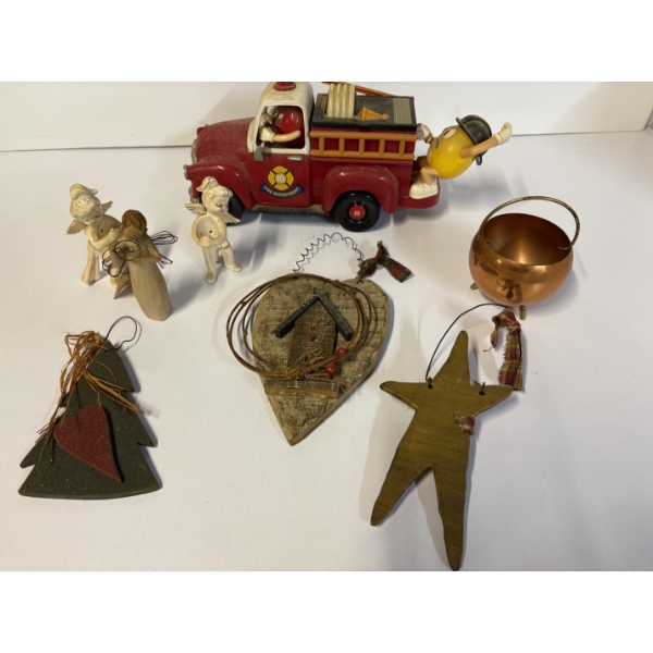Decorations - M&M Fire Department Truck with Regular and Peanut M&M - 2 Angle Candle Holders - 1 Wil