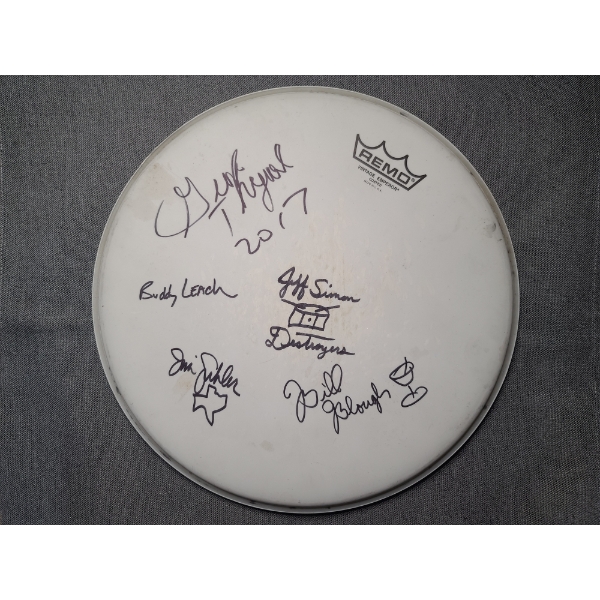 George Thorogood & The Destroyers Band Autographed Drum Head Including Buddy Leach & George Himself!