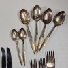 Image 2 : Silverplate Utensil Set: Serving Spoons, Forks, Knives - Total Weight: 1.2lbs