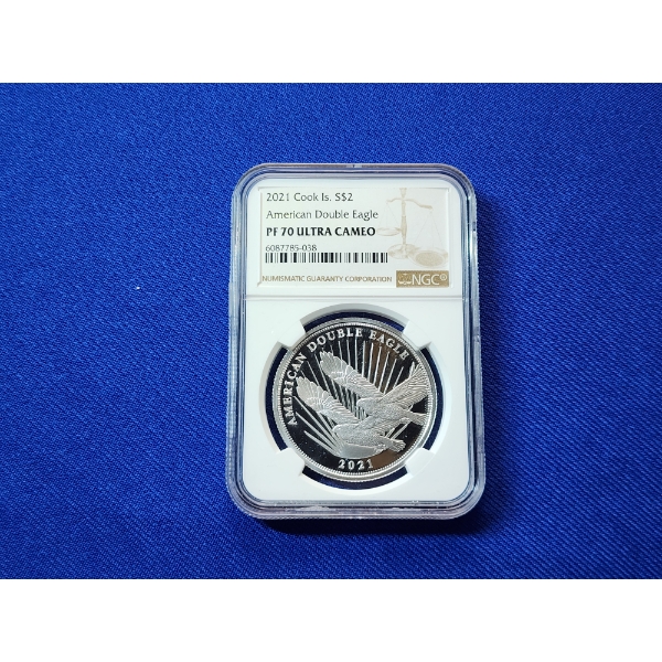 2021 Cook Islands $2 American Double Eagle 1/2oz Silver NGC PF70 Ultra Cameo