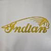 Image 1 : Indian Motorcycle Script Headdress Laser Cut Yellow Stainless Steel Metal Wall Art Sign, 20"x8"
