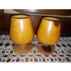 Image 2 : Stained Glass Panel Lamp & Set Of 2 Carved Teak wood Goblets - See PIcs