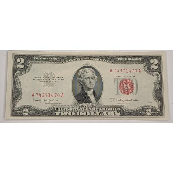 United States Series 1953C $2 Red Seal Bank Note With Granahan And Dillon - Face Value: $2.00