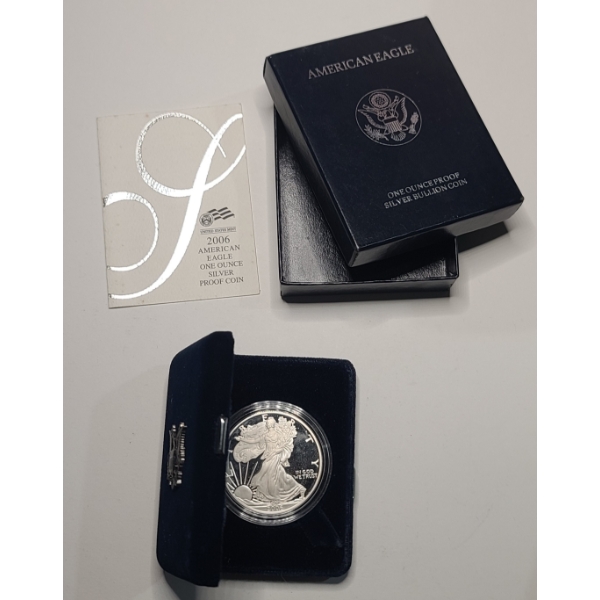 United States 2006-W One Troy Ounce .999 Fine SIlver PROOF American Eagle With Original Packaging 