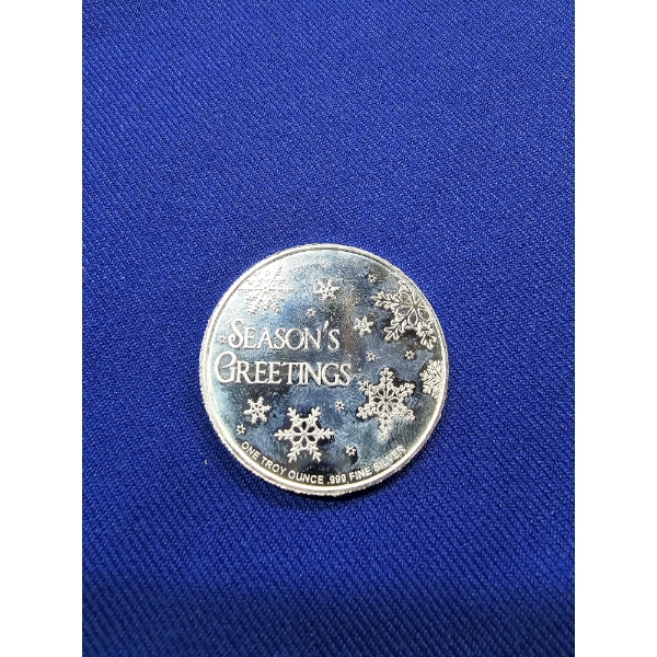 1 oz .999 Fine Silver Art Round "Season's Greetings" & "Happy Holidays"