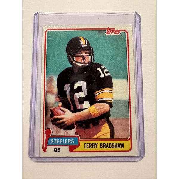 1981 Topps Terry Bradshaw Pittsburgh Steelers Football Card In Protective Holder - Mint