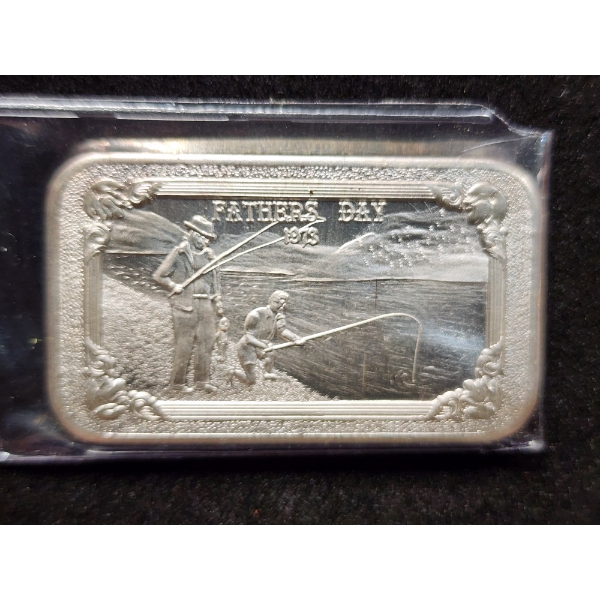 Vintage Father Day 1973 1 Oz .999 Fine Silver Bar by The Mother-Lode Mint 