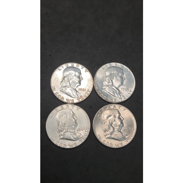 Assorted Years 90% Silver Franklin Half Dollars - $2.00