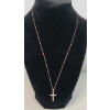 Image 1 : 10K Rose Gold 20" Cross Necklace With Diamonds - Weight: 2.2g