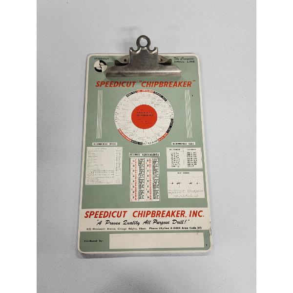 Vintage Speedicut "Chipbreaker" Drill Line Chicago Illinois Clipboard - In Great Condition