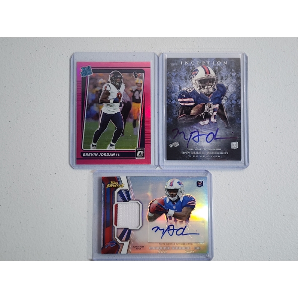 (3) Football Trading Cards Including Marquise Goodwin Player-Worn Patch Card & Autograph Card