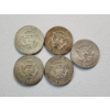 Image 2 : x5 Assorted Years 40% Silver Kennedy Half Dollars FV: $2.50