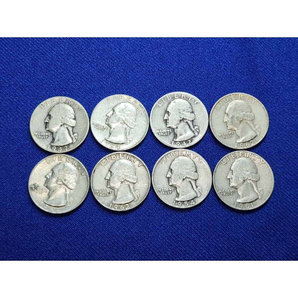 Assorted Years 90% U.S. Silver Quarters - Face Value $2.00