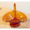 Image 1 : Antique Amber 11" Glass Basket -  As Shown - See Pics