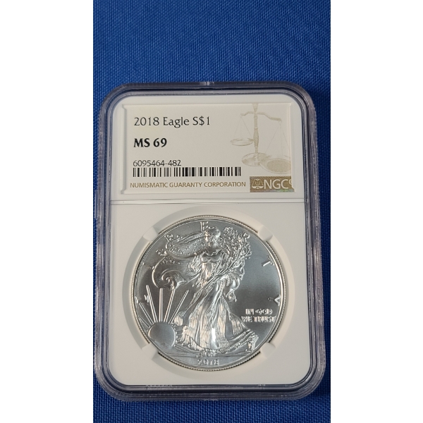 2018 NGC MS 69 1 oz .999 Fine Silver American Eagle
