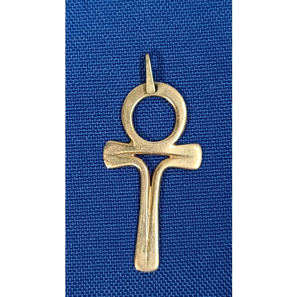 14K Yellow Gold Egyptian Ankh Cross Pendant - Weight: 3.4g