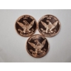 Image 3 : 3 - 1 AVDP Ounce .999 Fine Copper Rounds: 9/11, Colt 45, & M16 Rifle Designs (3 oz Total) Mint Cond.
