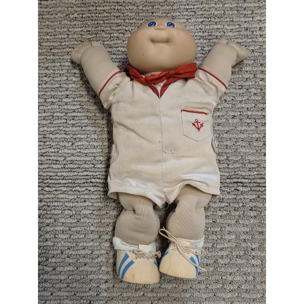 Vintage Cabbage Patch Doll With Sailor Suit, Socks, Shoes & Original Diaper On 