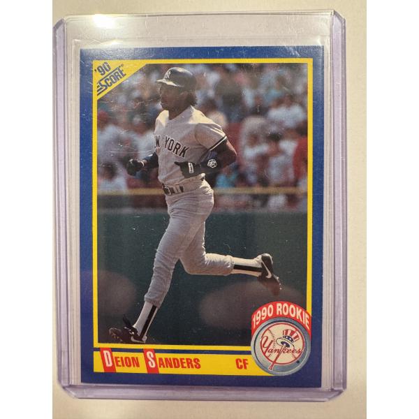 1990 Score Deion Sanders ROOKIE Baseball Card In Protective Holder - Mint Condition